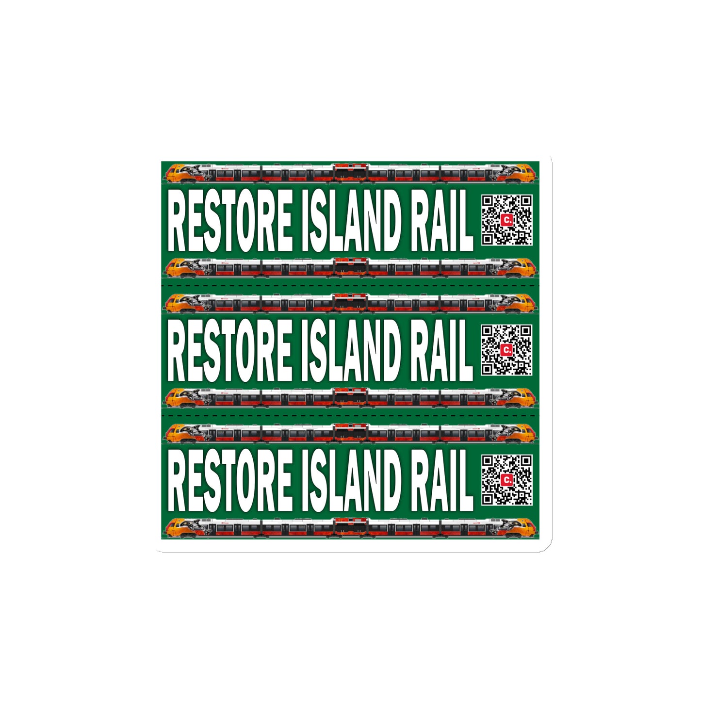 Restore Island Rail Magnet with 3 QR Petition banners.